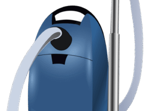 Aspirateur bleu sur fond blanc dans un cadre moderne