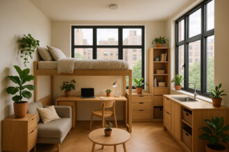 Photo d'un appartement moderne avec mobilier multifonctionnel lumineux