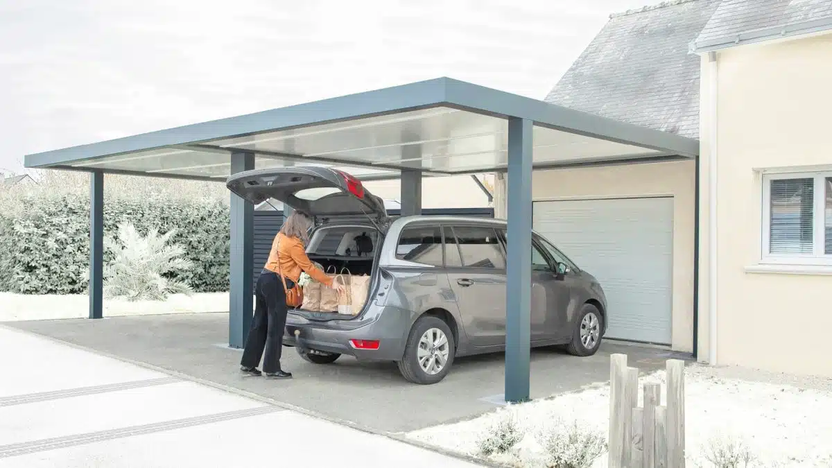 Un carport sous la neige