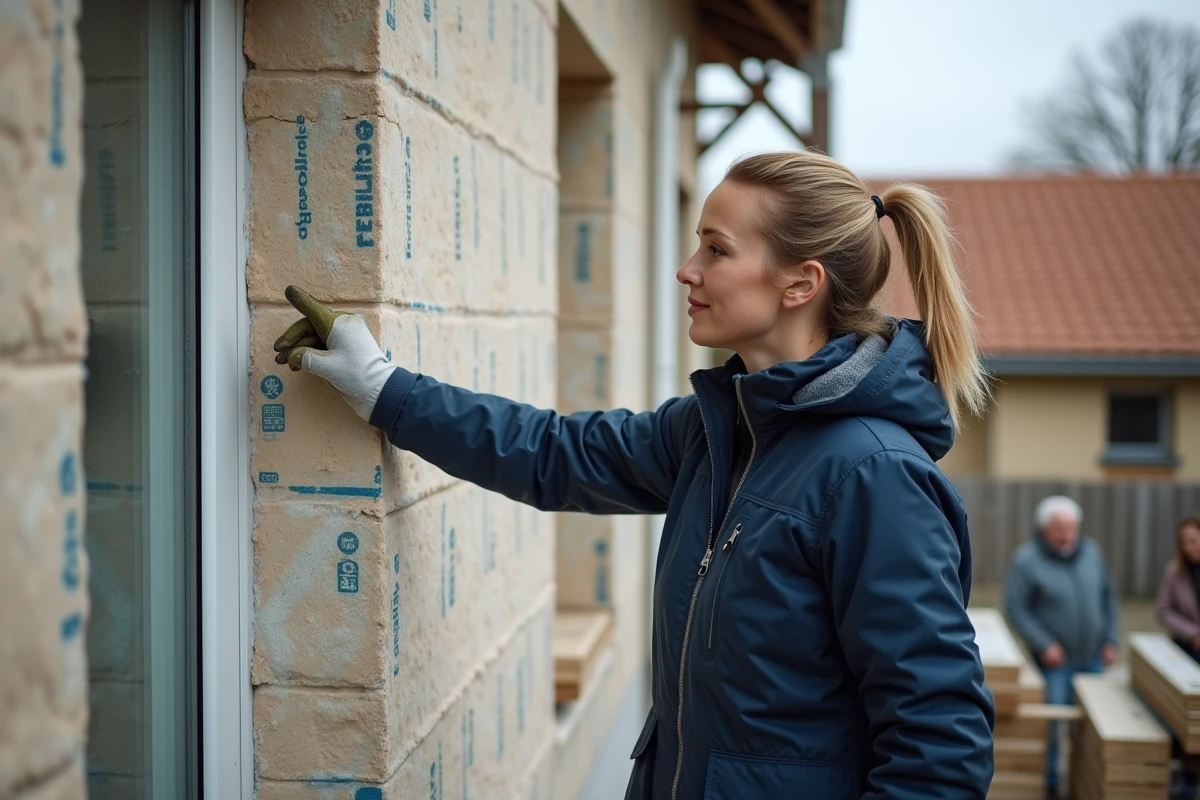 Entreprise de rénovation présentant l'isolation extérieure éligible aux aides TOUSRENOV à des propriétaires