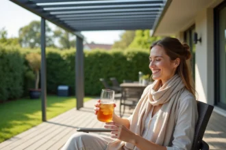 pergola en aluminium dans un jardin moderne et accueillant