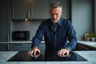 Vitre vitrocéramique moderne sur une cuisinière élégante