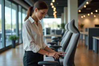 Mobilier de bureau moderne dans un espace de travail organisé