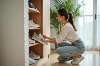 Rangement élégant pour organiser des chaussures en désordre