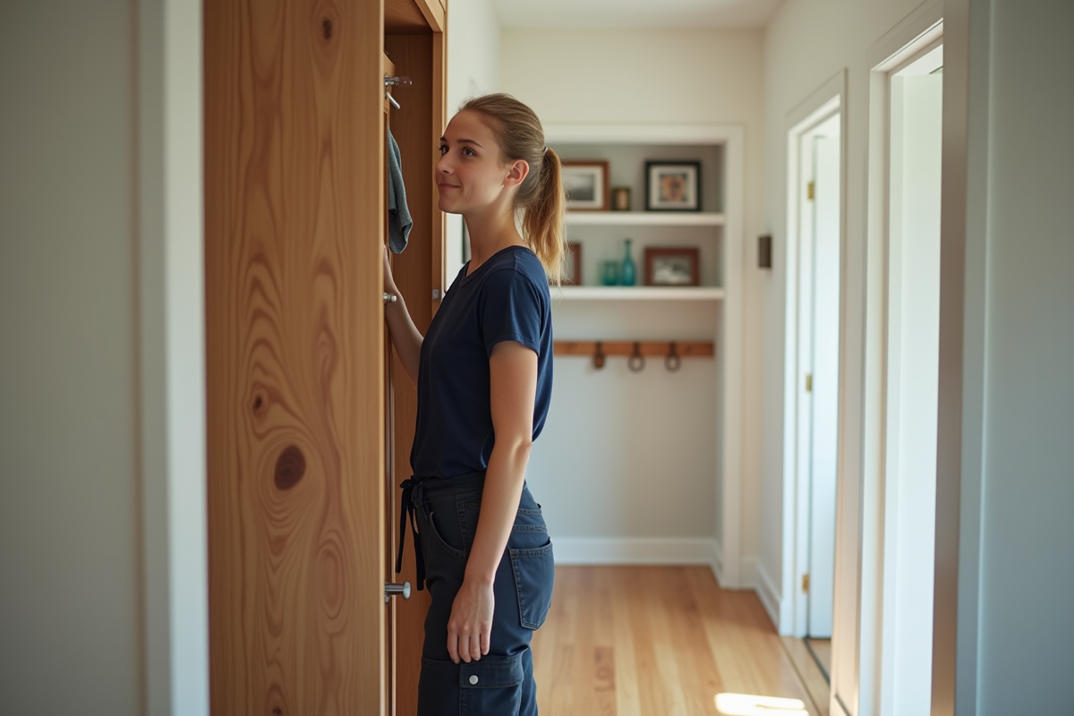 Jeune femme vérifiant la stabilité d