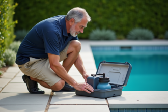 Homme moyenâgeux nettoyant une cellule de piscine au sel