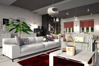 Canapé en cuir blanc avec produits de nettoyage à proximité