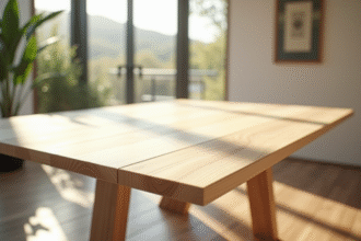 Table de salle à manger en bois clair lumineuse
